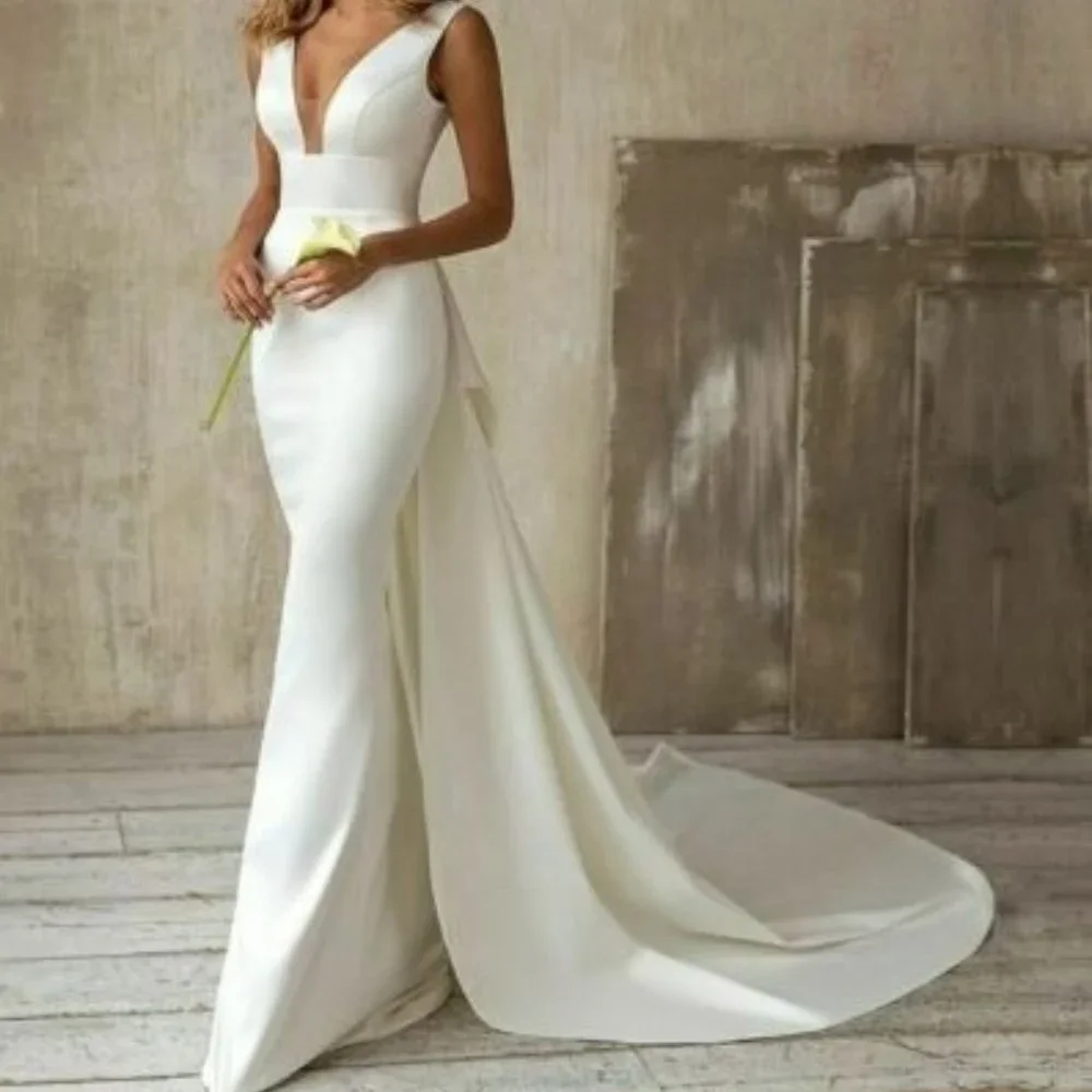 Lorie | Dresses | Mermaid Wedding Dress Gown With Detachable Train Bow
